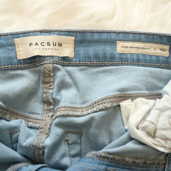 PacSun Light Blue Denim Ripped High Rise Skinny Jeans - Picture 5 of 6